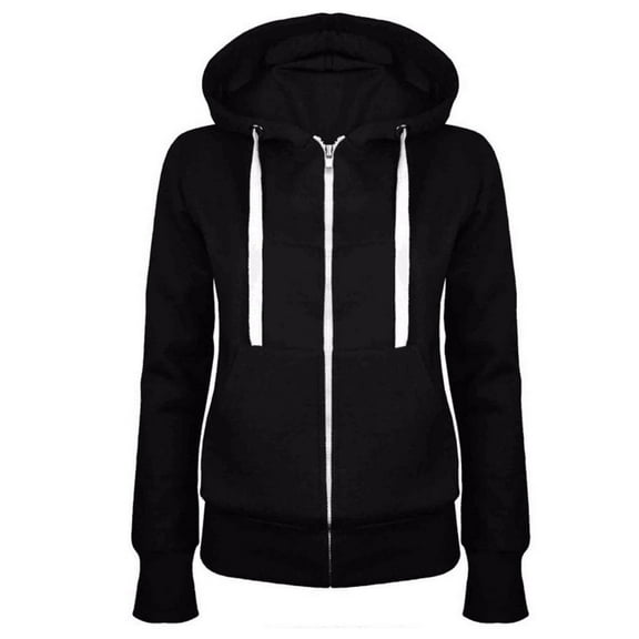 yoeyez Oversized Zip Up Hoodie for Women Long Sleeve Fleece Hooded Sweatshirts Fashion Loose Fit Drawstring Hoodies Jacket Black S