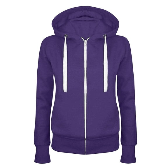 yoeyez Oversized Zip Up Hoodie for Women Long Sleeve Fleece Hooded Sweatshirts Fashion Loose Fit Drawstring Hoodies Jacket Purple XXL
