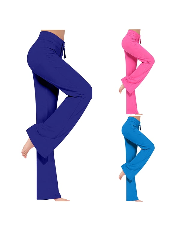 Pajamas Pant for Women Modal Comfy Soft Bell Bottom Drawstring Loose Lounge Leggings Sleep Pants Daily Wear Blue,M