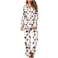 thumbnail image 1 of yoeyez Pajamas for Women 2 Piece Love Heart Printed Pajamas Sets Ladies Loungewear Button-Down Long Sleeve and Pant Pj Sets Soft Sleepwear Multicolor 3XL, 1 of 7