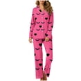 thumbnail image 1 of yoeyez Pajamas for Women 2 Piece Love Heart Printed Pajamas Sets Ladies Loungewear Button-Down Long Sleeve and Pant Pj Sets Soft Sleepwear Multicolor 3XL, 1 of 7