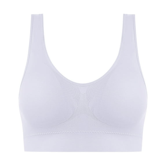 yoeyez Plus Size Womens Sports Bras No Underwire Bralette Breathable Push-Up Hollow Out Pullover Bralettes Comfort Wireless Shaper Bra White XL