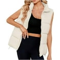 thumbnail image 1 of yoeyez Save up to 25% Womens Puffer Vest Cropped Stand Collar Sleevelesss Coats Winter Warm Zip Up Jackets Lightweight Padded Outerwear With Pockets, 1 of 6