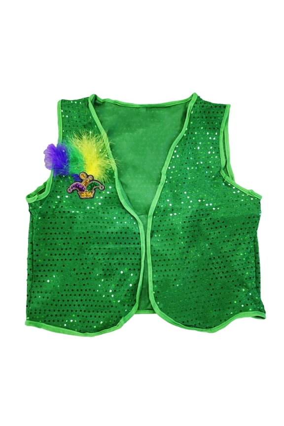 Sequin Vest for Mens Patrick's Day Green Glitter Waistcoat Carnivals Party Shiny Vest Wedding Nightclub Stage Gilet Suit Green,Free Size
