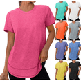 thumbnail image 1 of yoeyez Short Sleeve Workout Tee Shirts for Women Quick Dry Athletic Shirts Round Neck Loose Comfy Blouse Womens Activewear Tops for Gym Running Yoga Mint Green,M, 1 of 7