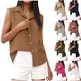 thumbnail image 1 of yoeyez Sleeveless Button Down Shirts for Women Cotton Linen Lapel Collared Tank Tops Gauzy Top Summer Lightweight Solid Tanks with Pocket Pink,M, 1 of 7