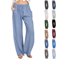 thumbnail image 1 of yoeyez Summer Baggy Pants for Women Cotton Linen Casual Pants Drawstring Elastic Waist Flowy Pant Comfy Lounge Pants with Pockets White,M, 1 of 7