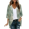 thumbnail image 1 of yoeyez Summer Lightweight Cardigan 2025,Women Floral Chiffon Kimono Cardigan Puff Sleeve Cover Up Casual Open Front Beach Wear Green,XL, 1 of 6