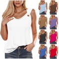 thumbnail image 1 of yoeyez Tank Tops for Women Dressy, Women's Casual Summer V Neck Sleeveless Camisole Ring Straps Loose Fit Workout Basic Shirts Khaki,XXL, 1 of 5