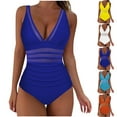 thumbnail image 1 of yoeyez Tankini Swimsuits for Women One Piece Tummy Control Swim Suits Deep V Neck Mesh Bathing Suit Slimming High Waistd Push Up Swimwear,Light Blue,XXL, 1 of 5