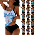 thumbnail image 1 of yoeyez Tankini Swimsuits for Women 2 Piece Summer Two Piece Modest Bikini Sets Print Graphic Swim Tank Top with Boyshorts Ladies Swimwear,Black,M, 1 of 6