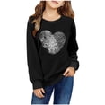 thumbnail image 1 of yoeyez Teen Girl Valentine's Day T-Shirt Letter Heart Printed Blouse Long Sleeve Crew Neck Graphic Tee Tops for Girls Valentines Gifts White 7 Years, 1 of 1