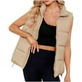 thumbnail image 1 of yoeyez Womens Puffer Vest Cropped Stand Collar Sleevelesss Coats Winter Warm Zip Up Jackets Lightweight Padded Outerwear With Pockets, 1 of 6