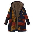 thumbnail image 1 of yoeyez Trench Coats for Women Fashion Womens Winter Warm Outwear Floral Print Hooded Pockets Vintage Oversize Coats Chaqueta Para De Mujer, 1 of 6