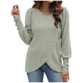 thumbnail image 1 of yoeyez Tunic Sweater for Women Cable Knit Patchwork Sleeve Sweaters Crewneck Raglan Long Sleeve Shirts Fall Fashion Tops 2024 Green XL, 1 of 6