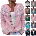thumbnail image 1 of yoeyez Ugly Christmas Sweater Women Cute Xmas Open Front Button Down Cardigans Sweater Fall Winter Knitted Outwear Coat Multicolor 5L, 1 of 5