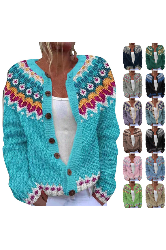 Ugly Christmas Sweater Women Cute Xmas Open Front Button Down Cardigans Sweater Fall Winter Knitted Outwear Coat Multicolor M