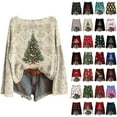 thumbnail image 1 of yoeyez Ugly Christmas Sweaters for Women Funny Cute Christmas Tree Jumper Funny Xmas Print Shirts Lightweight Knitted Pullover Tops, 1 of 7