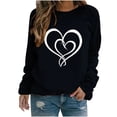 thumbnail image 1 of yoeyez Valentine's Day Sweatshirt Women Love Heart Print Shirts Casual Long Sleeve Pullover Top Teen Girls Crewnck Funny Graphic Tee for Valentines Day Black S, 1 of 3
