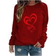 thumbnail image 1 of yoeyez Valentine's Day Sweatshirt Women Love Heart Print Shirts Casual Long Sleeve Pullover Top Teen Girls Crewnck Funny Graphic Tee for Valentines Day Wine M, 1 of 3