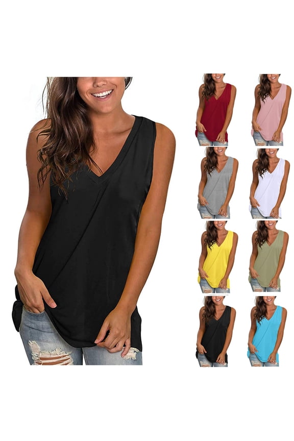 White Tshirts Shirts for Women,Maternity Tank Tops for Women Women's V Neck Solid Color Tanks Plus Size Top T-Shirt Gray,S