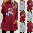 thumbnail image 1 of yoeyez Women Fuzzy Fleece Pullover Yes I'm Still Cold Sweatshirt Winter Warm Sherpa Crewneck Tunics Fur Faux Fluffy Loungewear with Pockets Gray,L, 1 of 4