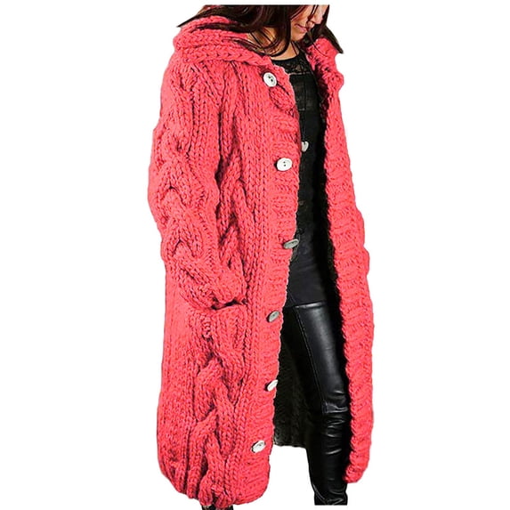 yoeyez Women Hood Cardigan Large Size Sweater Pocket Single Breasted Long Sleeves Long Sweater Coat For Autumn And Winter Motorcycle Jacket Rain Jacket for Women Casual