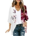thumbnail image 1 of yoeyez Women Lightweight Chiffon Kimono Cardigan Women Boho Floral Printed Half Sleeve Shawl Chiffon Cardigan Casual Beach Cover Ups Multicolor,L, 1 of 5
