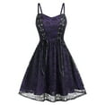 thumbnail image 1 of yoeyez Women's Camisole Punk Dress Spaghetti Strap Halloween Skull Print Lace Swing Dress Steampunk Dress Goth Clothes, 1 of 5