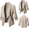 thumbnail image 1 of yoeyez Women's Dress Suits for Work Solid Color 3/4 Sleeve Jacket Blazer Turndown Collar Open Front Jacket Coat Outerwear Blazer Jackets for Women Blazers Business Casual Short Sleeve Blazers Women, 1 of 5