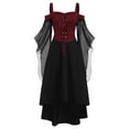 thumbnail image 1 of yoeyez Women's Gothic Witch Dress Cold Shoulder Butterfly Sleeve Irregular Dress Wedding Guest Medieval Vampire Costume Plus Size Cosplay Party Dress Red,3XL, 1 of 4