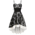 thumbnail image 1 of yoeyez Women’s Vintage Gothic Dress Spaghetti Strap Bandage Dresses Floral Lace High Low Corset Dress Plus Size Lolita Vintage Costumes Black,L, 1 of 6