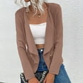 thumbnail image 1 of yoeyez Womens Blazer Jackets Fashion Womens Ladies Solid Zipper Lapel Slim Long Sleeve Office Jacket Coat Outerwear Tops Chaqueta De Mujer, 1 of 7