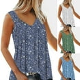 thumbnail image 1 of yoeyez Womens Blouses Dressy Casual,Womens Camisole Tank Tops Women's Floral V Neck Sleeveless Shirts Cute Flowy Pleated Tee Light Blue,S, 1 of 4