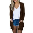 thumbnail image 1 of yoeyez Womens Cardigans Lightweight Open Front Cardigan Shirt with Pockets Long Sleeve Casual Shrugs Oversized Loose Outwear Coat Brown XXL, 1 of 7