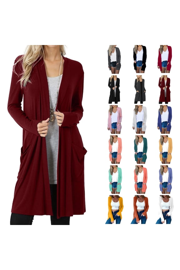 Womens Cardigans Lightweight Open Front Cardigan Shirt with Pockets Long Sleeve Casual Shrugs Oversized Loose Outwear Coat Khaki S