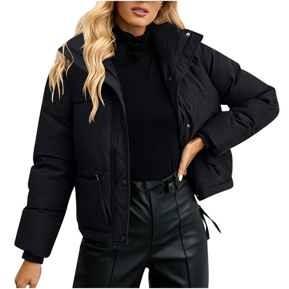 yoeyez Womens Clearance Winter Coat for Woman Hooded Quilted Mid-Length Puffer Jacket Padded Warm Thickened Down Jacket Lightweight Zip Up Casual Parka Coat