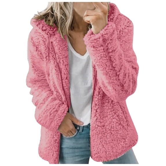 yoeyez Womens Fleece Lined Sherpa Jacket Trendy Plus Size Winter Lamb Thick Warm Coats Lapel Button Down Furry Outerwear