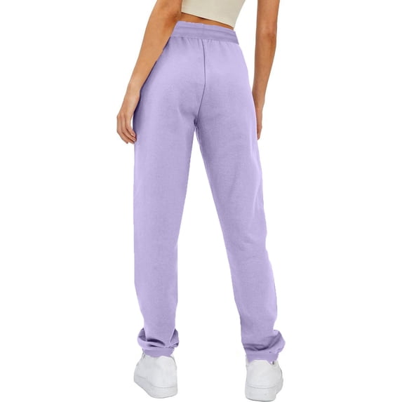 yoeyez Womens Joggers Pants Lightweight Elastic Waisted Running Pants Straight Wide Leg Bottom Trousers Casual Fall Workout Sweatpants, Purple XL
