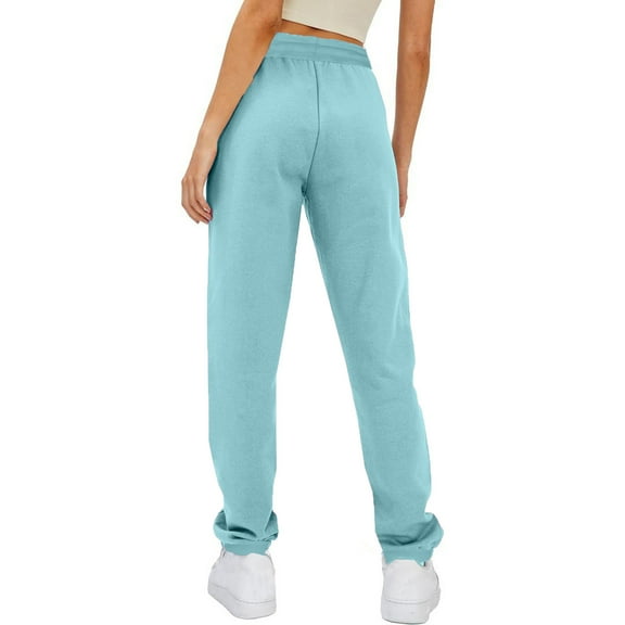 yoeyez Womens Joggers Pants Lightweight Elastic Waisted Running Pants Straight Wide Leg Bottom Trousers Casual Fall Workout Sweatpants, Sky Blue L