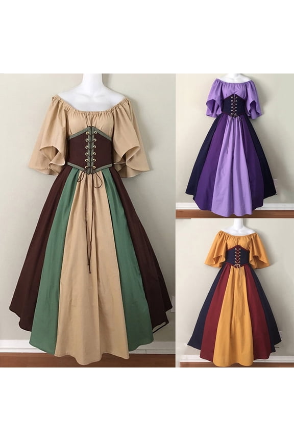 Womens Medieval Dress Butterfly Sleeve Steampunk Dress Victorian Renaissance Gown for Party Wedding