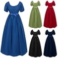 thumbnail image 1 of yoeyez Womens Medieval Regency Costumes Vintage High Wasit Dresses for Sash Ruffle Empire Waist Dress 18th Century Cosplay Gown, 1 of 7