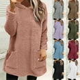 thumbnail image 1 of yoeyez Womens Plush Hoodies Casual Snuggly Sherpa Hooded Pullover Long Sleeve Tunics Tops Winter Warm Cozy Soft Loungewear with Pocket Wine,L, 1 of 7