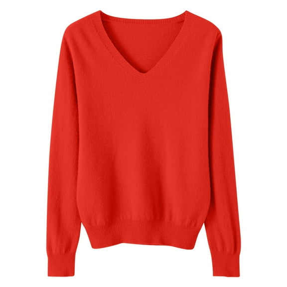 yoeyez Womens Spring Sweater Tops,Soft Sweater for Women Long Sleeve Crew Neck Loose Pullover Tops Soft Lightweight Wool Knit Sweater Shirts Red,XXL