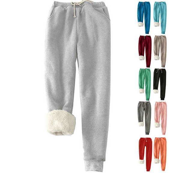 yoeyez Womens Sweatpants Fleece Sherpa Lined Sweatpants with Pocket Thermal Baggy Athletic Joggers Winter Thicken Warm Pants