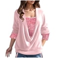 thumbnail image 1 of yoeyez Womens Tops and Blouses Lace Floral T-Shirts Long Sleeves Crewneck Elegant Tunic Top Slim Fit Casual Dressy Shirts Black 3XL, 1 of 6