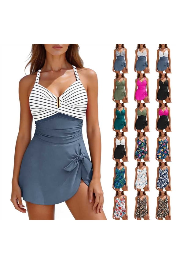 Womens Trendy Tummy Control Swimsuits Criss Cross Push Up One Piece Bathing Suits U-Wire Ruched Swim Dress 2026 Blue,S