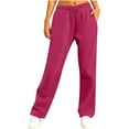 thumbnail image 1 of yoeyez Womens Wide Leg Sweatpants,High Waisted for Women Baggy Comfy Athletic Pants Trendy Straight Leg Track Pants Drawstring Athletic Flared Joggers with Pockets Hot Pink,XXL, 1 of 5
