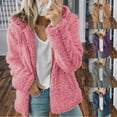 thumbnail image 1 of yoeyez Womens Winter Sherpa Fleece Jacket Oversized Long Sleeve Solid Fluffy Hoodie Coat with Pockets Faux Fuzzy Sweatshirt Outwear Dark Gray,L, 1 of 7