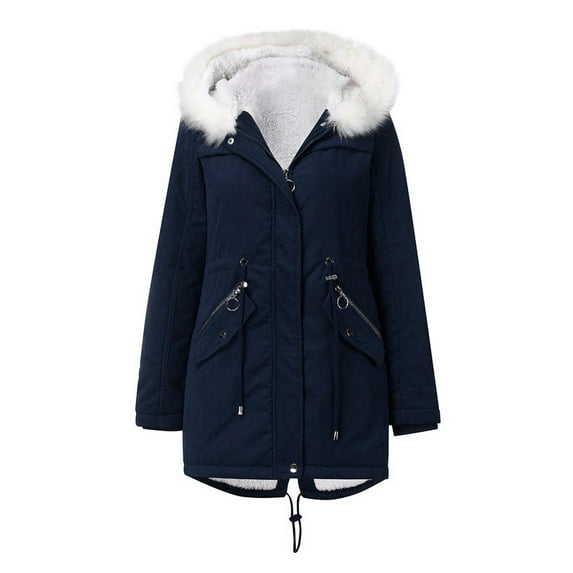 yoeyez Womens Winter Warm Coats Fuzzy Hooded Padded Jackets Thicken Long Parka Outerwear Plus Size Overcoat with Pockets Parka Jacket Coat for Women Chaquetas de Mujer Casual
